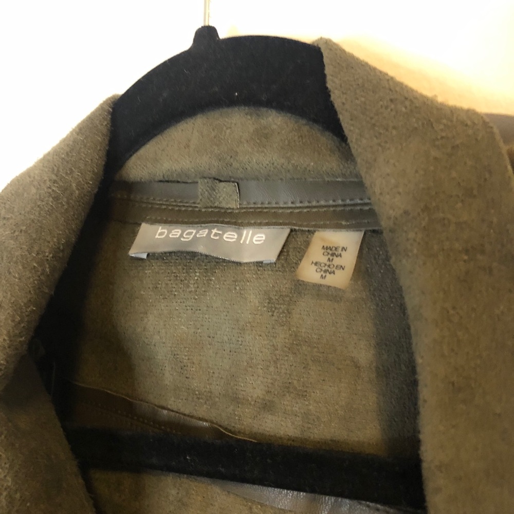 Bagatelle Faux Leather Drap Jacket Olive M - Picture 4 of 4